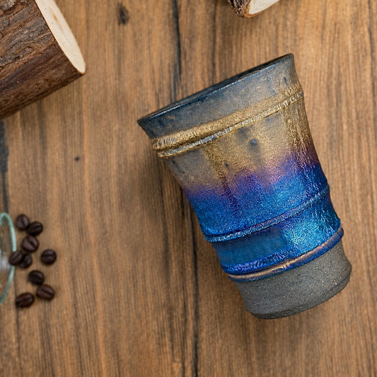 Marusan Kondo｜金彩靛藍釉手作杯・附木盒
